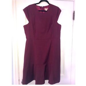 J Crew Burgundy Ruffle Dress